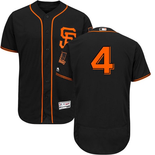 Giants #4 Mel Ott Black Flexbase Authentic Collection Alternate Stitched MLB Jersey - Click Image to Close